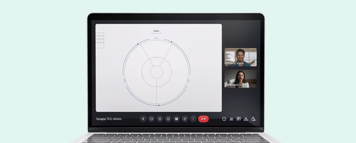 Um mockup do frasco do Yinflow CBD Oil à frente de uma tablet com a imagem da nossa mandala
