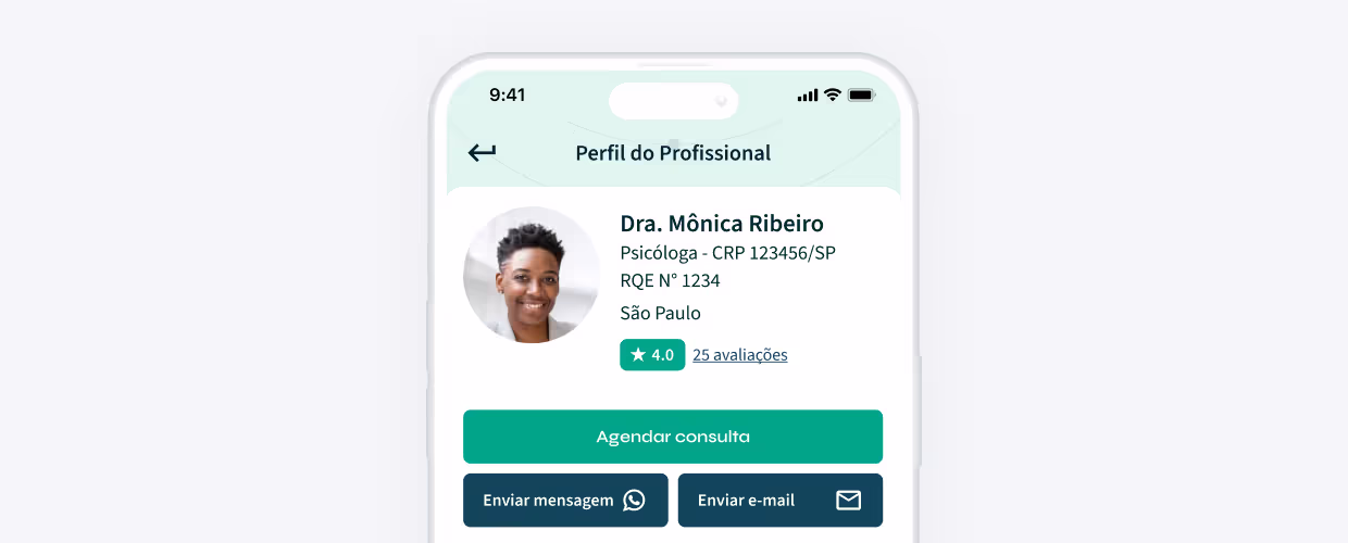 Um mockup de um smartphone branco mostrando o chat do aplicativo do Yinflow