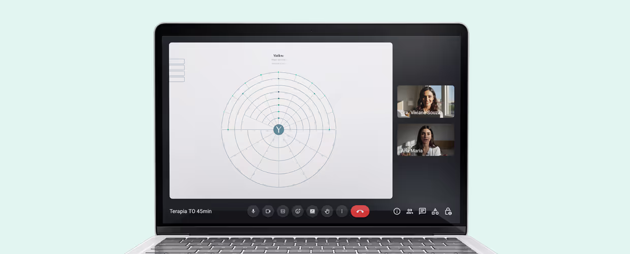 Um mockup do frasco do Yinflow CBD Oil à frente de uma tablet com a imagem da nossa mandala
