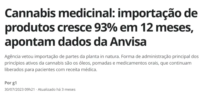 Título de notícia sobre o uso de cannabis medicinal.