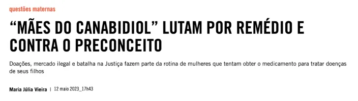 Título de notícia sobre o uso de cannabis medicinal.
